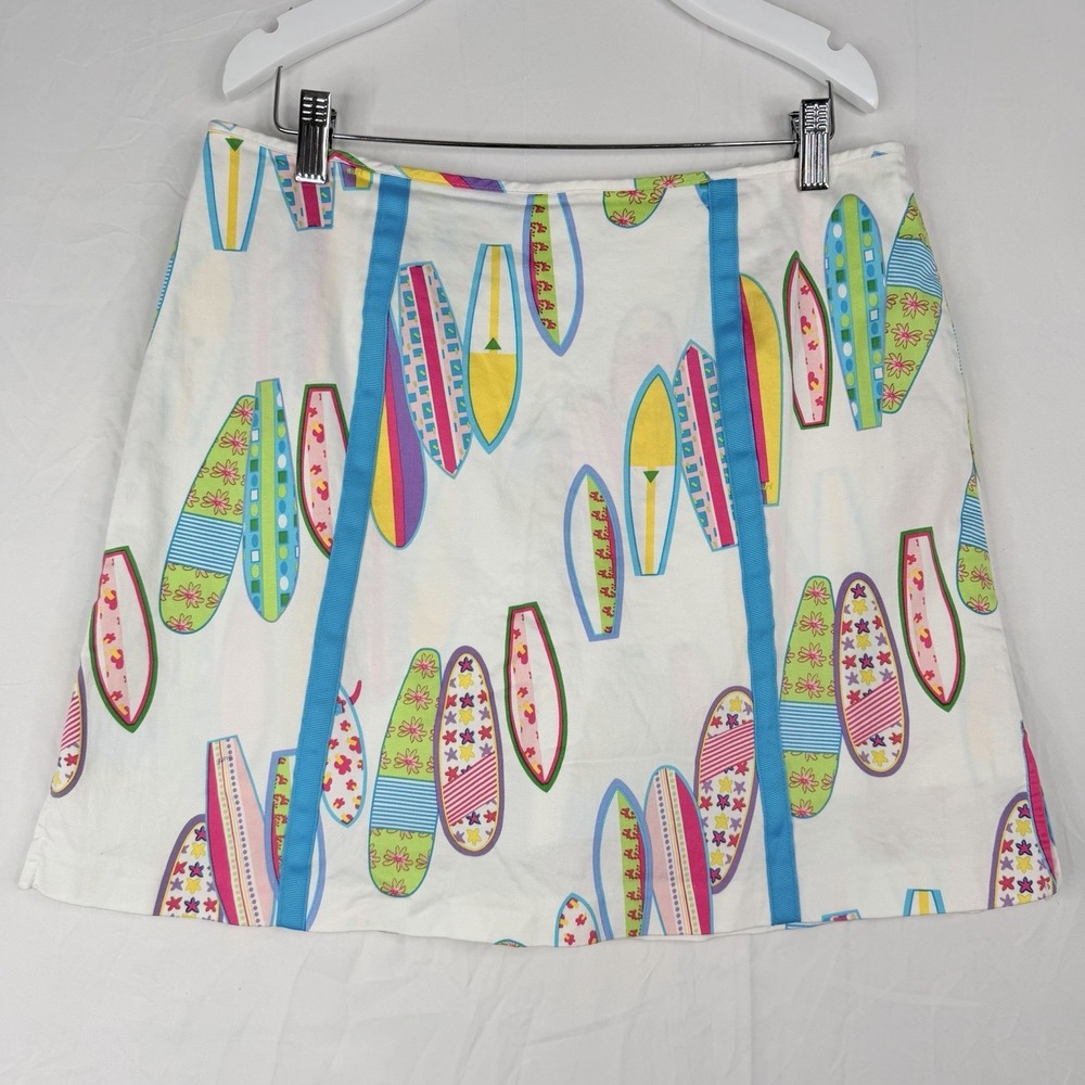 Tommy Bahama White Skort with Multicolor Surfboard Print